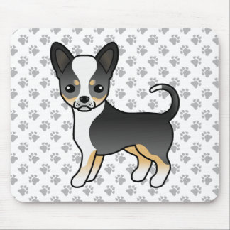 Black Tricolor Smooth Coat Chihuahua Dog &amp; Paws Mouse Pad