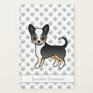 Black Tricolor Smooth Coat Chihuahua Dog & Text Planner