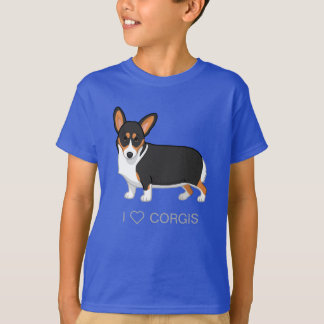Black Tricolor Tailless Pembroke Welsh Corgi T-Shirt