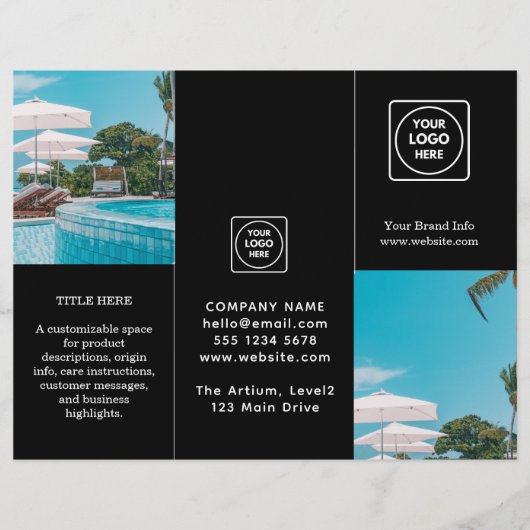 Black Trifold Brochure | Custom Modern Business (Front)