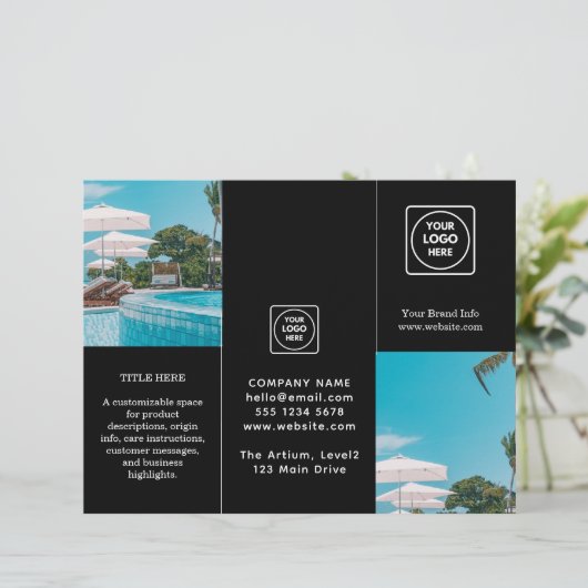Black Trifold Brochure | Custom Modern Business  (Standing Front)