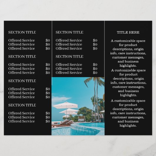 Black Trifold Brochure | Custom Modern Business  (Back)