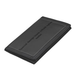Black trifold nylon wallet