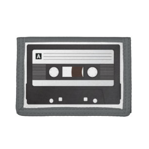 Black TriFold Nylon Wallet, A Side Casette Tri-fold Wallet