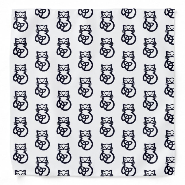 Black Trinity Knot Celtic Cat Bandana (Front)