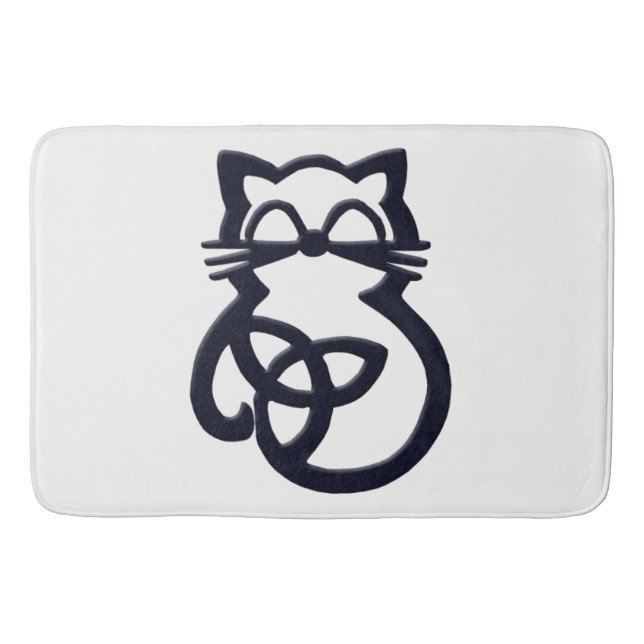 Black Trinity Knot Celtic Cat Bath Mat (Front)