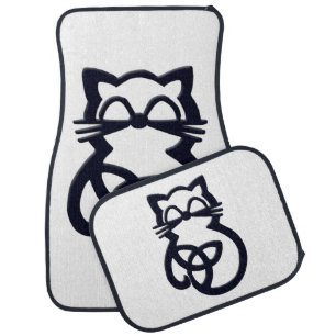 Black Trinity Knot Celtic Cat Car Floor Mat