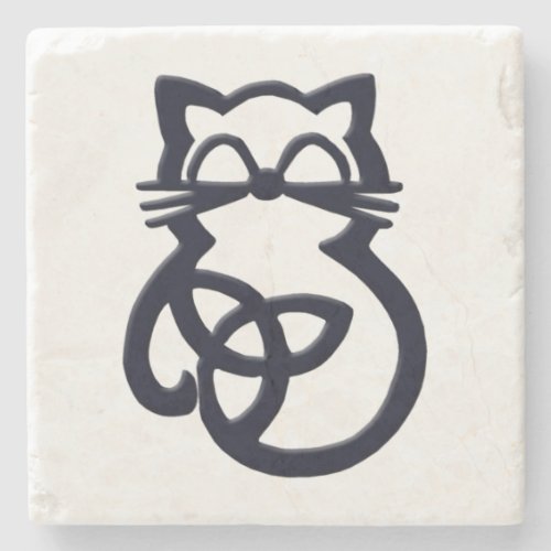 Black Trinity Knot Celtic Cat Coaster