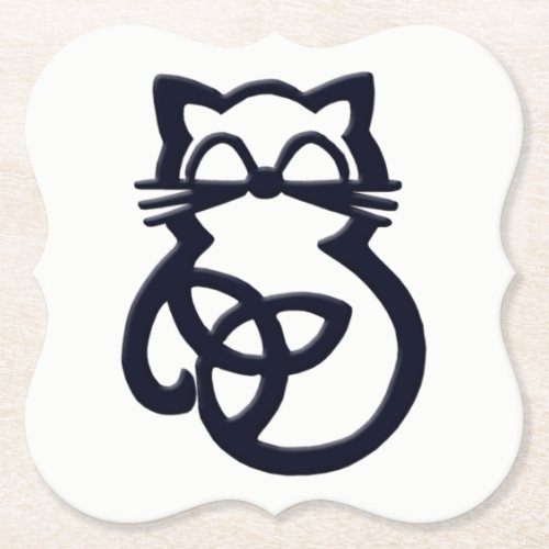 Black Trinity Knot Celtic Cat Coasters