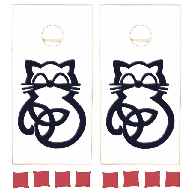 Black Trinity Knot Celtic Cat Cornhole Set (Set)