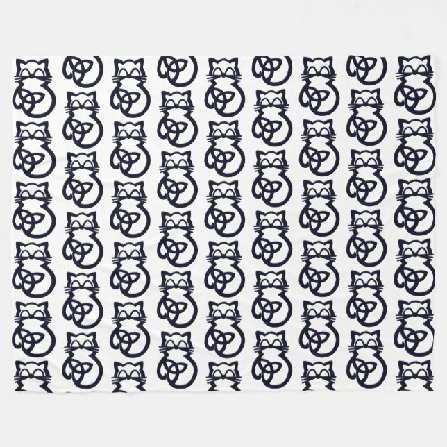 Black Trinity Knot Celtic Cat Fleece Blanket (Front (Horizontal))