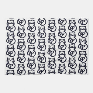 Black Trinity Knot Celtic Cat Kitchen Towel