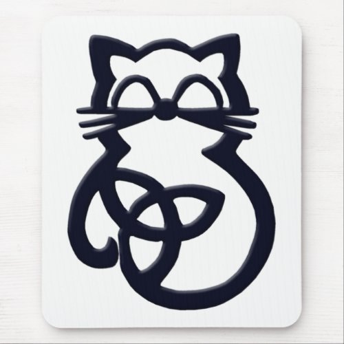 Black Trinity Knot Celtic Cat Mousepad