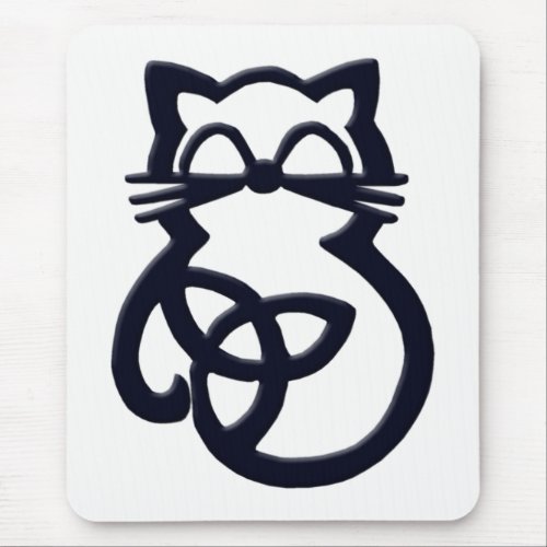 Black Trinity Knot Celtic Cat Mousepad