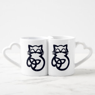 Black Trinity Knot Celtic Cat Mug Set