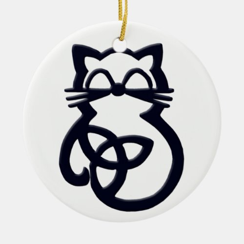 Black Trinity Knot Celtic Cat Ornament