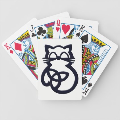 Black Trinity Knot Celtic Cat Playing Cards