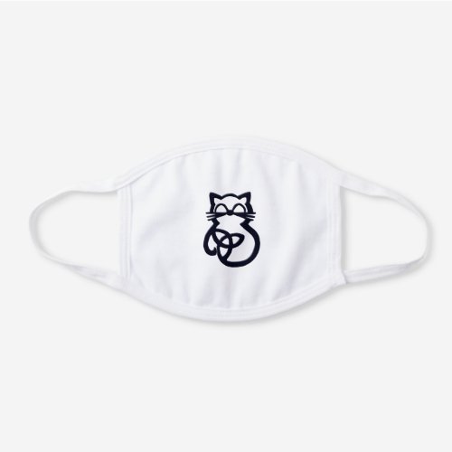 Black Trinity Knot Celtic Cat White Cotton Face Mask