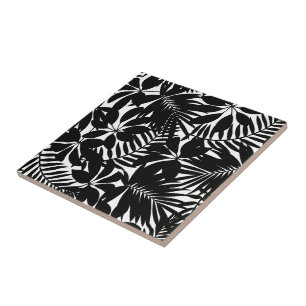 Black tropical ceramic tile