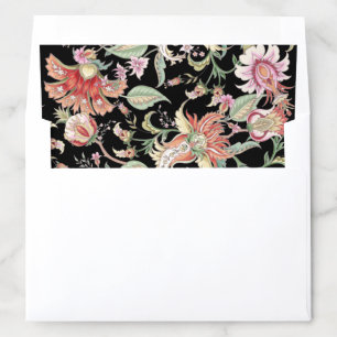 Black Tropical Fantasy Boho Floral Pattern Envelope Liner