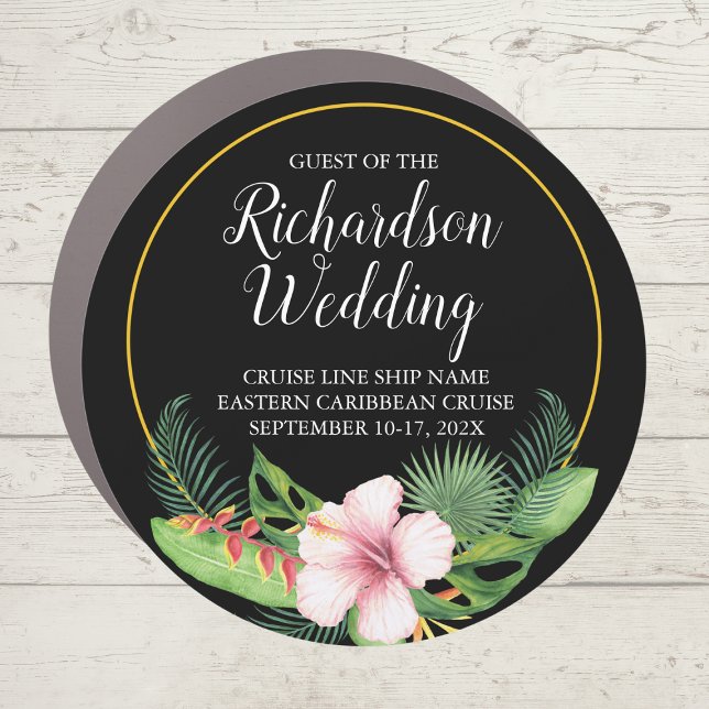Black Tropical Guest Of Wedding Cruise Door Car Magnet (Wedding Cruise Door Magnet for Guests)