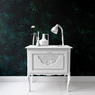 Black Tropical Leaves Botanical Wallpaper Wallpaper