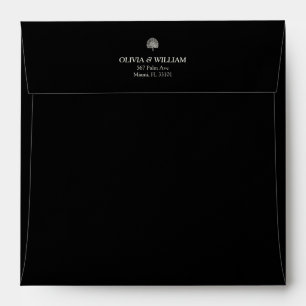 Black Tropical Palm Square Wedding Envelope