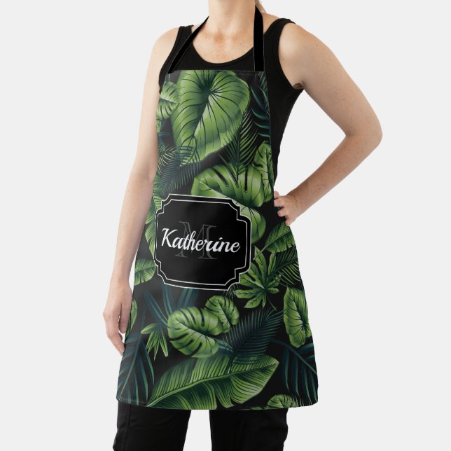 Black Tropical Pattern Apron (Insitu)