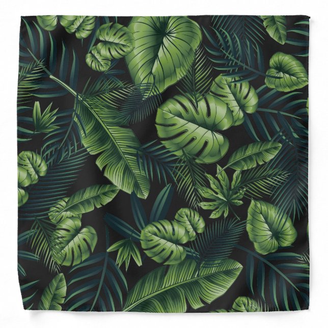 Black Tropical Pattern Bandana (Front)