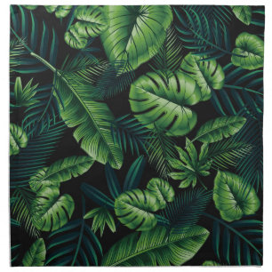 Black Tropical Pattern Cloth Napkin