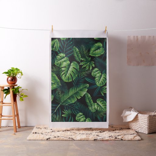 Black Tropical Pattern Fabric