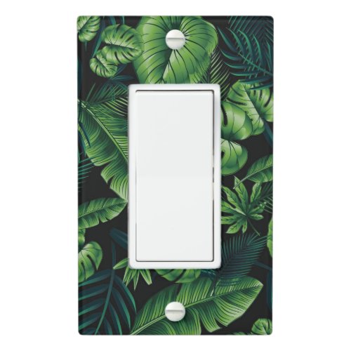 Black Tropical Pattern Light Switch Cover