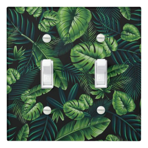 Black Tropical Pattern Light Switch Cover