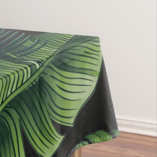 Black Tropical Pattern Tablecloth