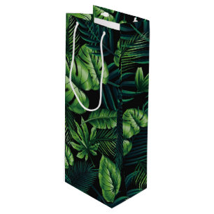Black Tropical Pattern Wine Gift Bag