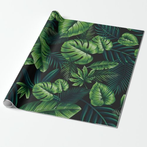 Black Tropical Pattern Wrapping Paper
