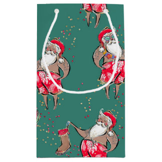 Black Tropical Santa Gift Bag