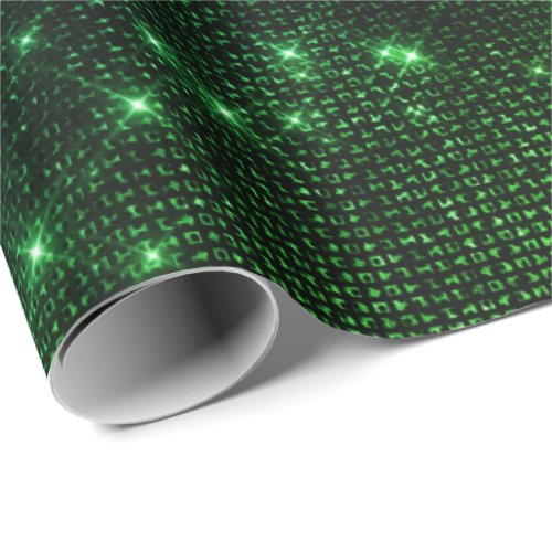 Black Tropical Urban Green Sparkly Minimal Sequin Wrapping Paper