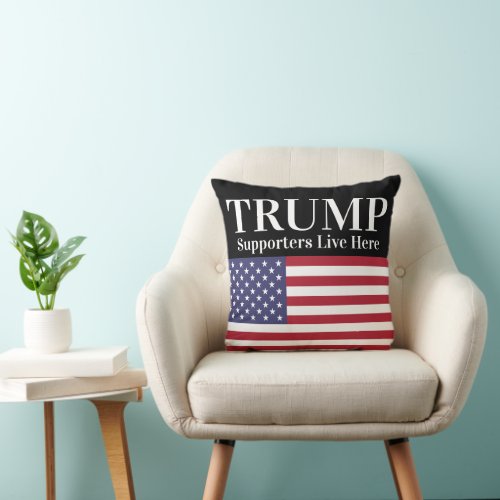 Black Trump Supporters Live Here American Flag Throw Pillow