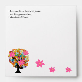 Black Trunk Flower Love Tree Wedding Envelopes