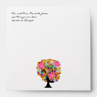 Black Trunk Flower Love Tree Wedding Envelopes