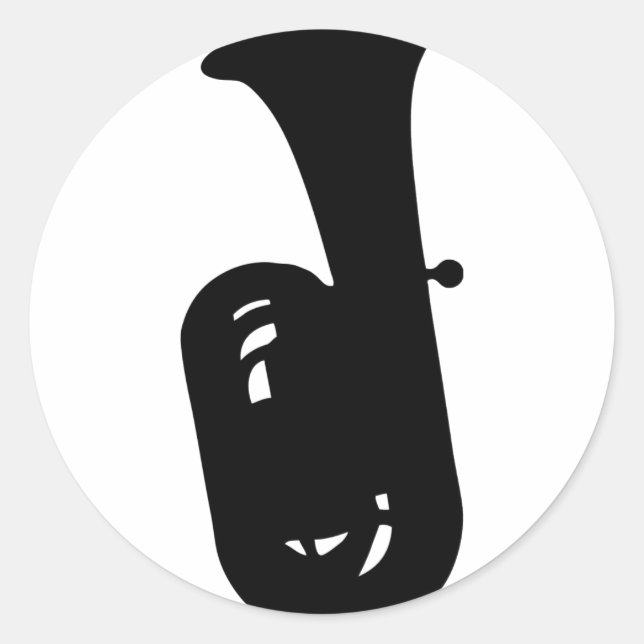 black tuba icon classic round sticker (Front)