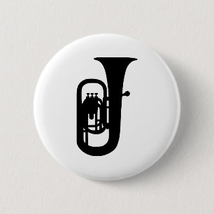 Black Tuba instrument Pinback Button