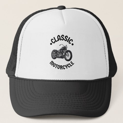 Black Tucker cap _ white motorcycle pattern