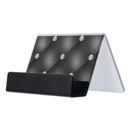 Black Tufted Small Square Decorative Pattern Desk Business Card Holder