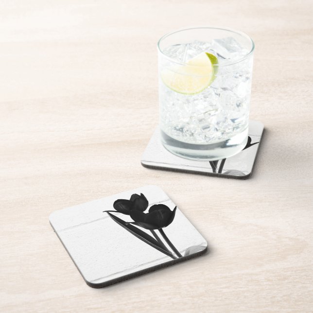 Black Tulips | Beverage Coaster (Right Side)