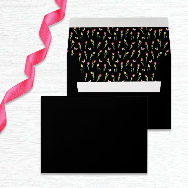 Black Tulips & Butterflies Bridal Shower Envelope (Creator Uploaded)