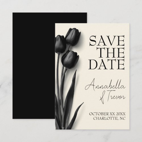 Black Tulips Gothic Floral Wedding Save The Date