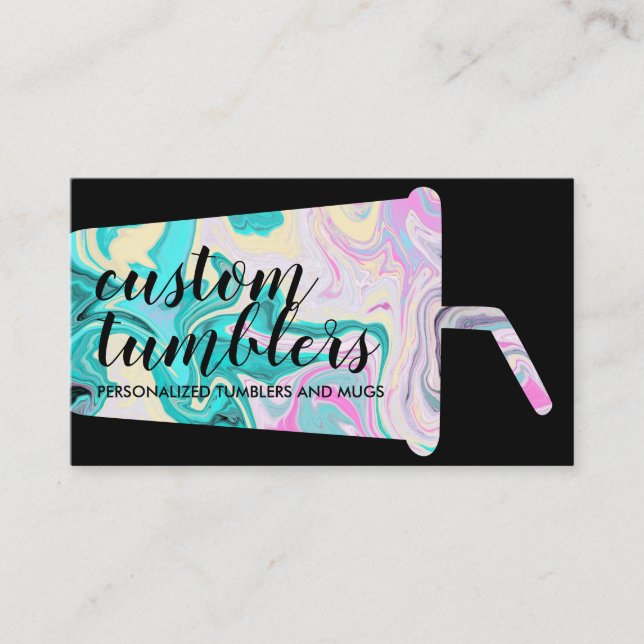 Black Tumbler travel mug shop crafter Business Card (Front)