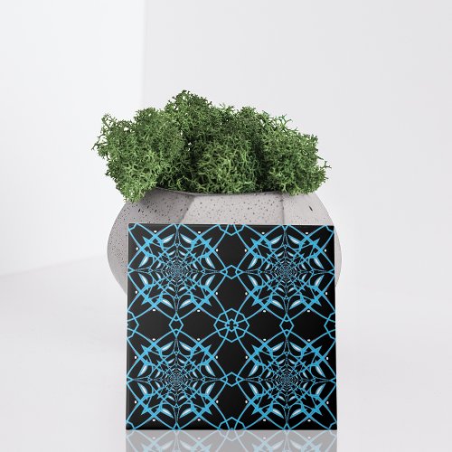 Black  Turquoise Abstract Modern Pattern Ceramic Tile